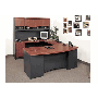 Office Furniture Desk, U Workstation, Closed Hutch, Double Pedestals