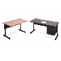 Classrom Furniture, Pedestal Desk with Tubular Legs, 3/4 Modesty