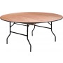 Flash Furniture YT-WRFT66-TBL-GG 66" Round Wood Folding Banquet Table with Clear Coated Finished Top