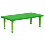 Flash Furniture 24''W x 48''L Height Adjustable Rectangular Green Plastic Activity Table YU-YCX-001-2-RECT-TBL-GREEN-GG