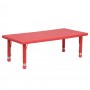 Flash Furniture 24''W x 48''L Height Adjustable Rectangular Red Plastic Activity Table YU-YCX-001-2-RECT-TBL-RED-GG