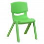 Flash Furniture 2 Pack Green Plastic Stackable School Chair with 10.5'' Seat Height 2-YU-YCX-003-GREEN-GG