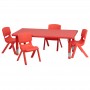 Flash Furniture 24''W x 48''L Adjustable Rectangular Red Plastic Activity Table Set with 4 School Stack Chairs YU-YCX-0013-2-RECT-TBL-RED-R-GG