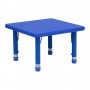 Flash Furniture 24'' Square Height Adjustable Blue Plastic Activity Table YU-YCX-002-2-SQR-TBL-BLUE-GG