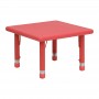 Flash Furniture 24'' Square Height Adjustable Red Plastic Activity Table YU-YCX-002-2-SQR-TBL-RED-GG