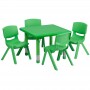 Flash Furniture 24'' Square Adjustable Green Plastic Activity Table Set with 4 School Stack Chairs YU-YCX-0023-2-SQR-TBL-GREEN-E-GG