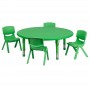 Flash Furniture 45'' Round Adjustable Green Plastic Activity Table Set with 4 School Stack Chairs YU-YCX-0053-2-ROUND-TBL-GREEN-E-GG