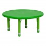 Flash Furniture 33'' Round Height Adjustable Round Green Plastic Activity Table YU-YCX-007-2-ROUND-TBL-GREEN-GG