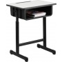 Flash Furniture Student Desk with Grey Top and Black Pedestal Frame YU-YCY-046-GG