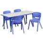 Flash Furniture Adjustable Rectangular Blue Plastic Activity Table Set with 4 School Stack Chairs YU-YCY-060-0034-RECT-TBL-BLUE-GG