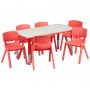 Flash Furniture Adjustable Rectangular Red Plastic Activity Table Set with 6 School Stack Chairs YU-YCY-060-0036-RECT-TBL-RED-GG