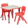 Flash Furniture Adjustable Rectangular Red Plastic Activity Table Set with 2 School Stack Chairs YU-YCY-098-0032-RECT-TBL-RED-GG