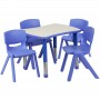 Flash Furniture Adjustable Rectangular Blue Plastic Activity Table Set with 4 School Stack Chairs YU-YCY-098-0034-RECT-TBL-BLUE-GG