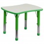 Flash Furniture Height Adjustable Rectangular Green Plastic Activity Table with Grey Top YU-YCY-098-RECT-TBL-GREEN-GG
