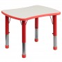 Flash Furniture Height Adjustable Rectangular Red Plastic Activity Table with Grey Top YU-YCY-098-RECT-TBL-RED-GG