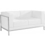 Flash Furniture ZB-IMAG-LS-WH-GG Hercules Imagination Series Contemporary White Leather Love Seat with Encasing Frame