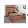 Office Furniture Desk, U Shape with Bow Top, Pedestals, Closed Hutch